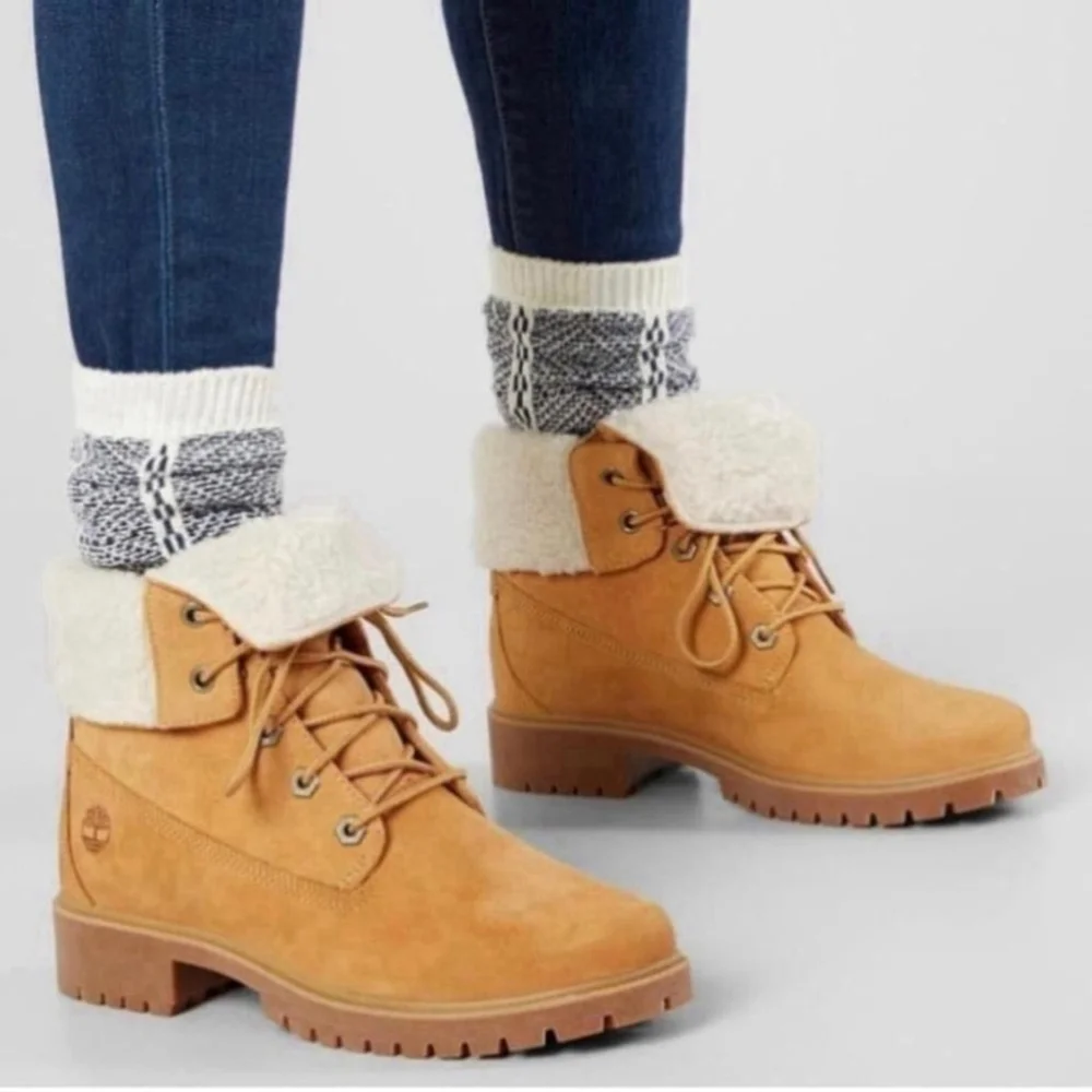 TIMBERLAND workboot fur lined fold down waterproof ankle size 6 1/2